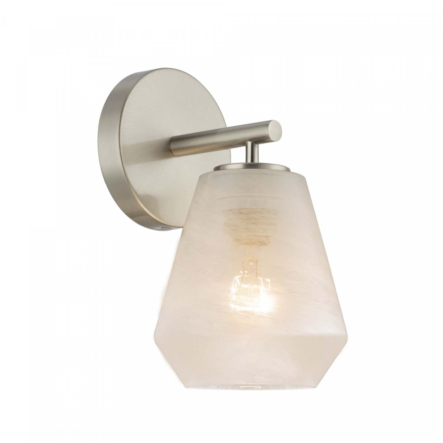 Brooke Applique Murale A 1 lampe, Nickel Brosse Avec Verre Blanc Vaporeux