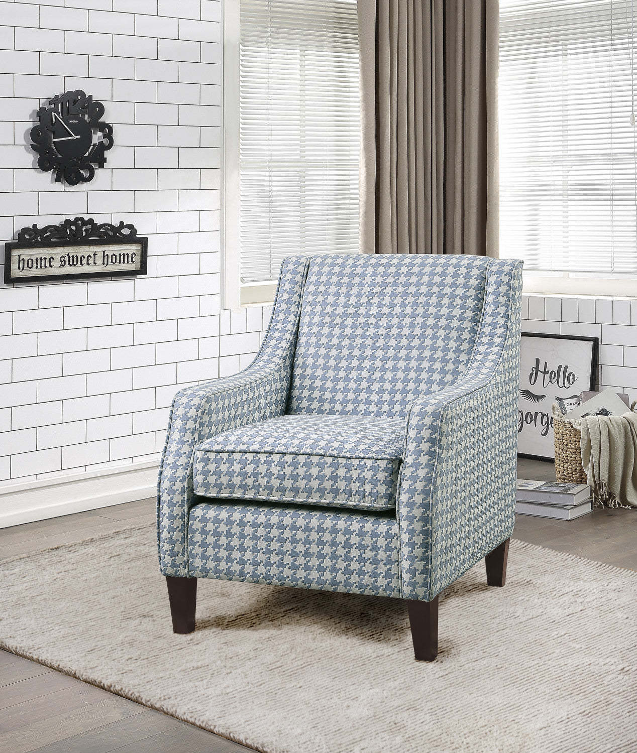 Chaise d'appoint Beagle, tissu à motif bleu | Fauteuil Beagle En Tissu A Motif Bleu