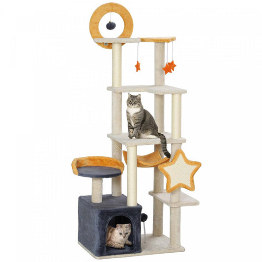 Pawhut Tour A Chat, Arbre A Chat De 63 Pouces Pour Grands Chats Adultes Avec Griffoirs Pour Chat, Co