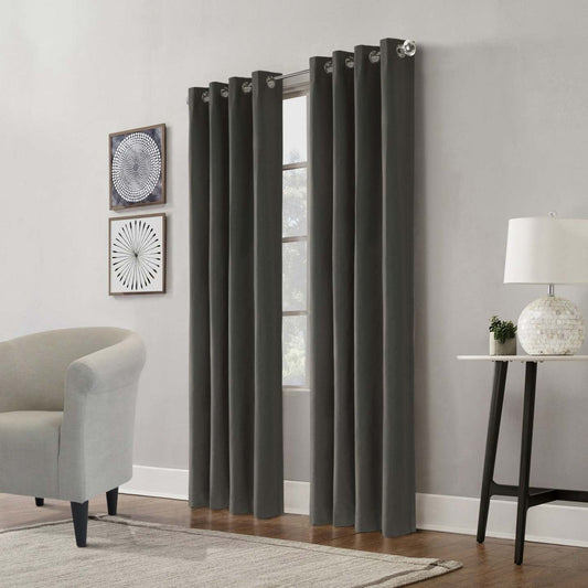 Edison Charcoal Grommet Curtain Panel - 52 X 84|Panneau de rideau à œillets Edison charbon - 52 po x 84 po