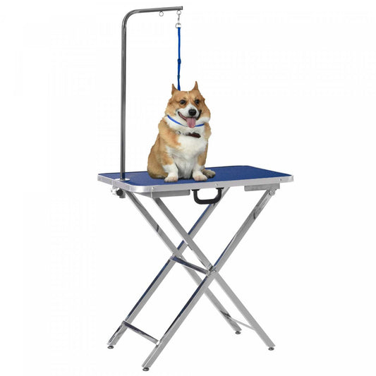 Pawhut Table De Toilettage Pliable Pour Chien De 28 Avec Bras Réglable, Surface Antidérapante, Tabl