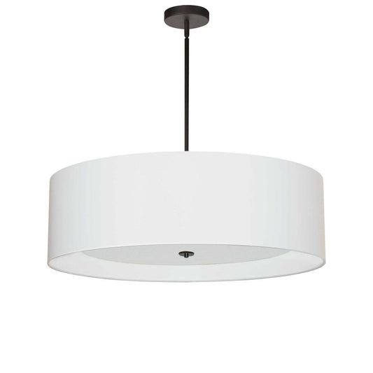 Dainolite Helena 4 Light Pendant 30 Dia Matte Black Finish White Shade White Diffuser Lamp|Luminaire suspendu Helena de Dainolite de 30 po de diamètre avec abat-jour blanc qui diffuse la lumière, fini noir mat et 4 ampoules