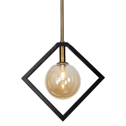 Dainolite Glasgow 1 Light Pendant Matte Black/Vintage Bronze Finish Champagne Glass Lamp|Luminaire suspendu Glasgow de Dainolite en verre champagne, avec fini noir mat et bronze rétro, et 1 ampoule