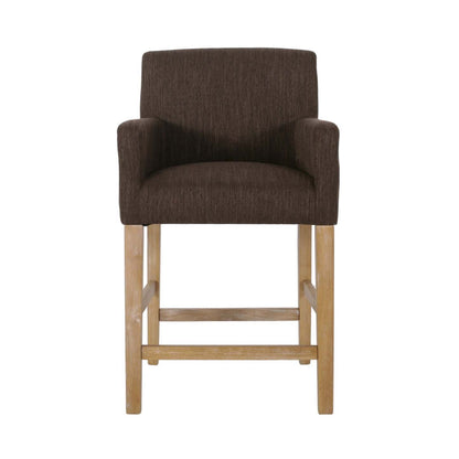 Gabrielle 26 Seat Height Counter Stool With Upholstered Fabric And Solid Wood Legs - Brown | Tabouret De Comptoir Gabrielle Hauteur D’assise 66 cm – Tissu Rembourre Et Pieds En Bois Massif - Brun