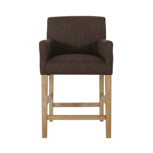 Gabrielle 26 Seat Height Counter Stool With Upholstered Fabric And Solid Wood Legs - Brown | Tabouret De Comptoir Gabrielle Hauteur D’assise 66 cm – Tissu Rembourre Et Pieds En Bois Massif - Brun