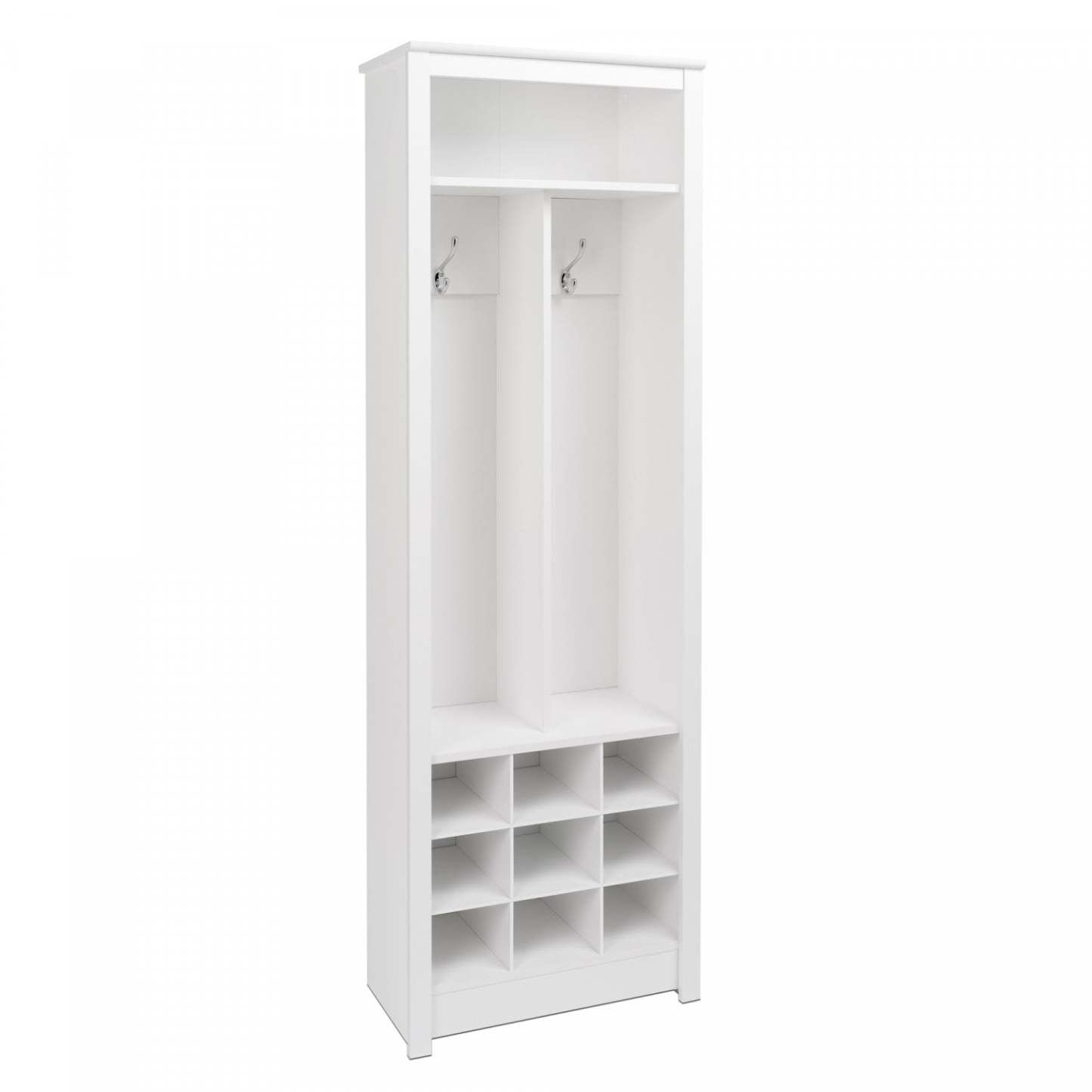 Organisateur d'entrée peu encombrant avec rangement pour chaussures - Blanc|Meuble gagne-place pour organiser l'entrée avec rangement pour chaussures - blanc