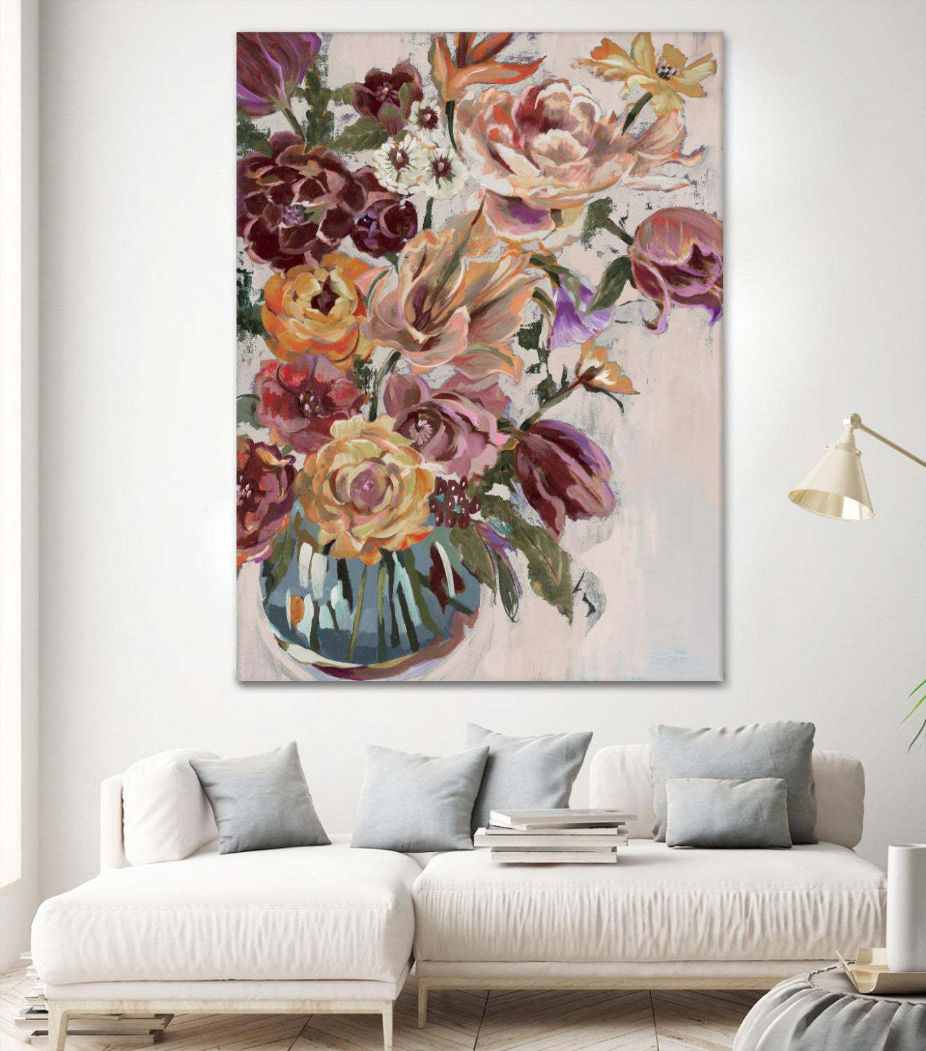 Œuvre d'art murale géante « Bouquet de printemps V34 » 72 x 54