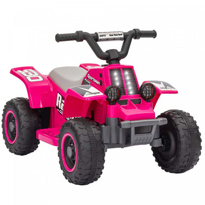 Qaba Quad 6 V Pour Enfants, 4 Roues Alimentées Par Batterie, Voiture Electrique Avec Phares Led, Ava