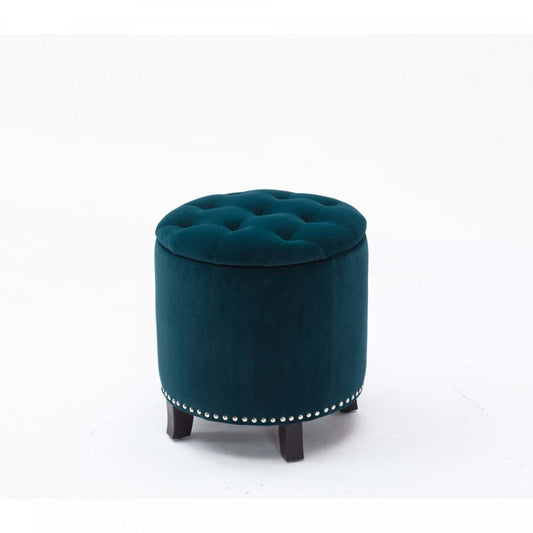Denver Round Fabric Storage Ottoman Green Benches|Pouf de rangement rond Denver en tissu vert