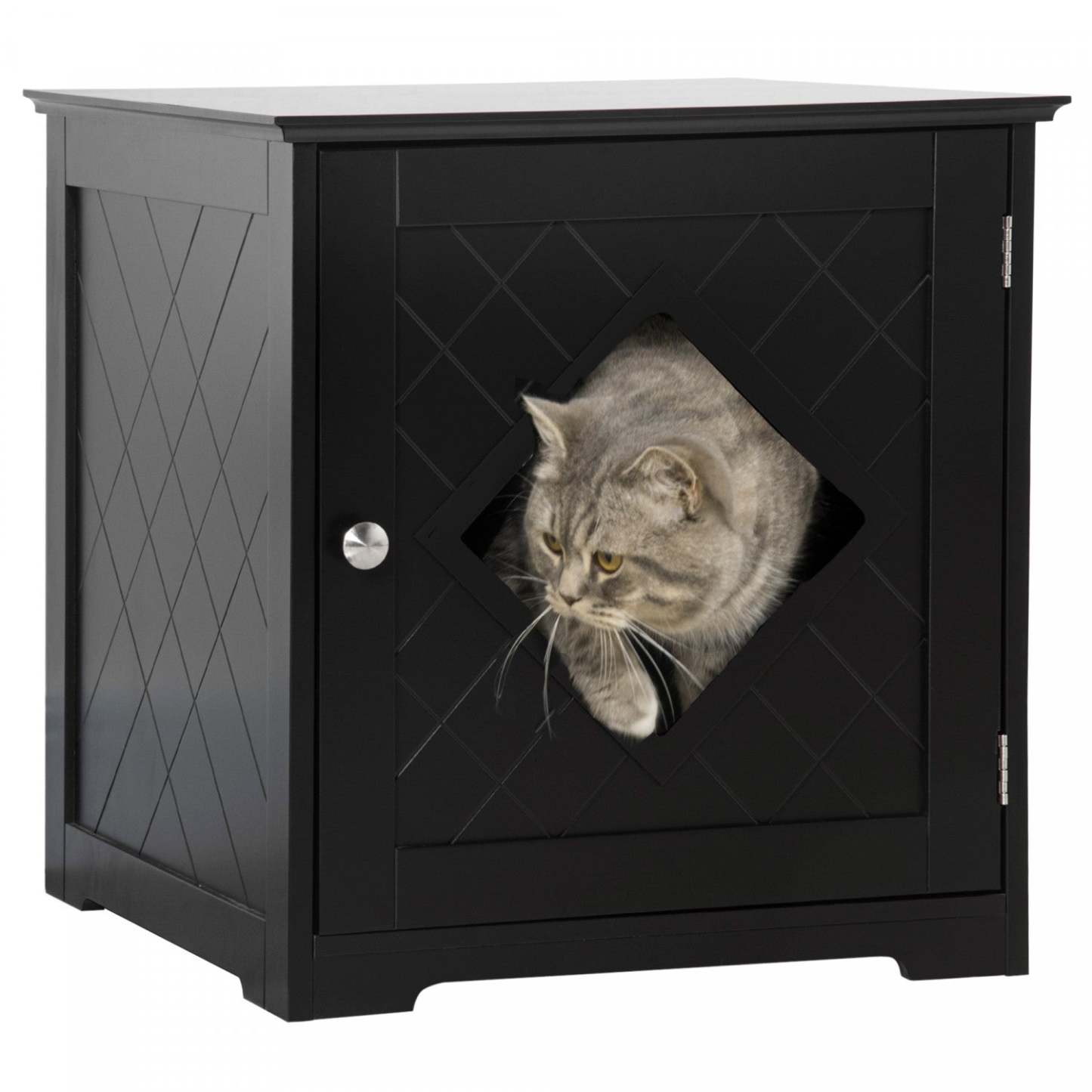 Pawhut Table D'extremite Pour Bac A Litiere, Toilettes Interieurs Pour Chats Avec Porte Magnétique,
