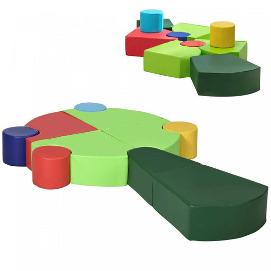 Qaba 10 pièces, Ensemble de Jeu en Mousse, Logiciel Éducatif Coloré pour Enfants, Escaliers et Rampe