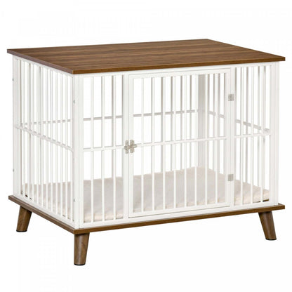Pawhut Cage Pour Chien, Style Mobilier Cage Pour Animaux, Table de Chevet, Maison Pour Chien Décorative, Avec Coussin Doux|Pawhut Cage Pour Chien Moyens Animaux Avec Coussin Amovible Lavable Porte Verrouillable Avec Loquet
