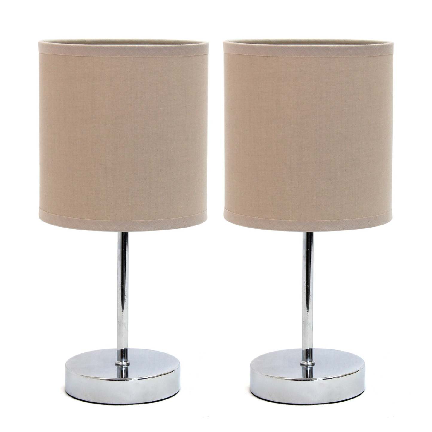 Ensemble de 2 lampes de table Simple Designs Chrome Mini Basic - Beige|Ensemble de 2 mini lampes de table de base de Simple Designs chromées - beige