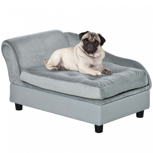 Pawhut Canapé pour Animaux Canapé pour Chien Chaise Longue Lit pour Animaux Avec Fonction de Rangement Petit Chien Divers Chat Sp|Canapé Chien Chat Sur Pied Avec Coffre De Rangement Style Moderne Coussin D'assise Amovible Grand Co