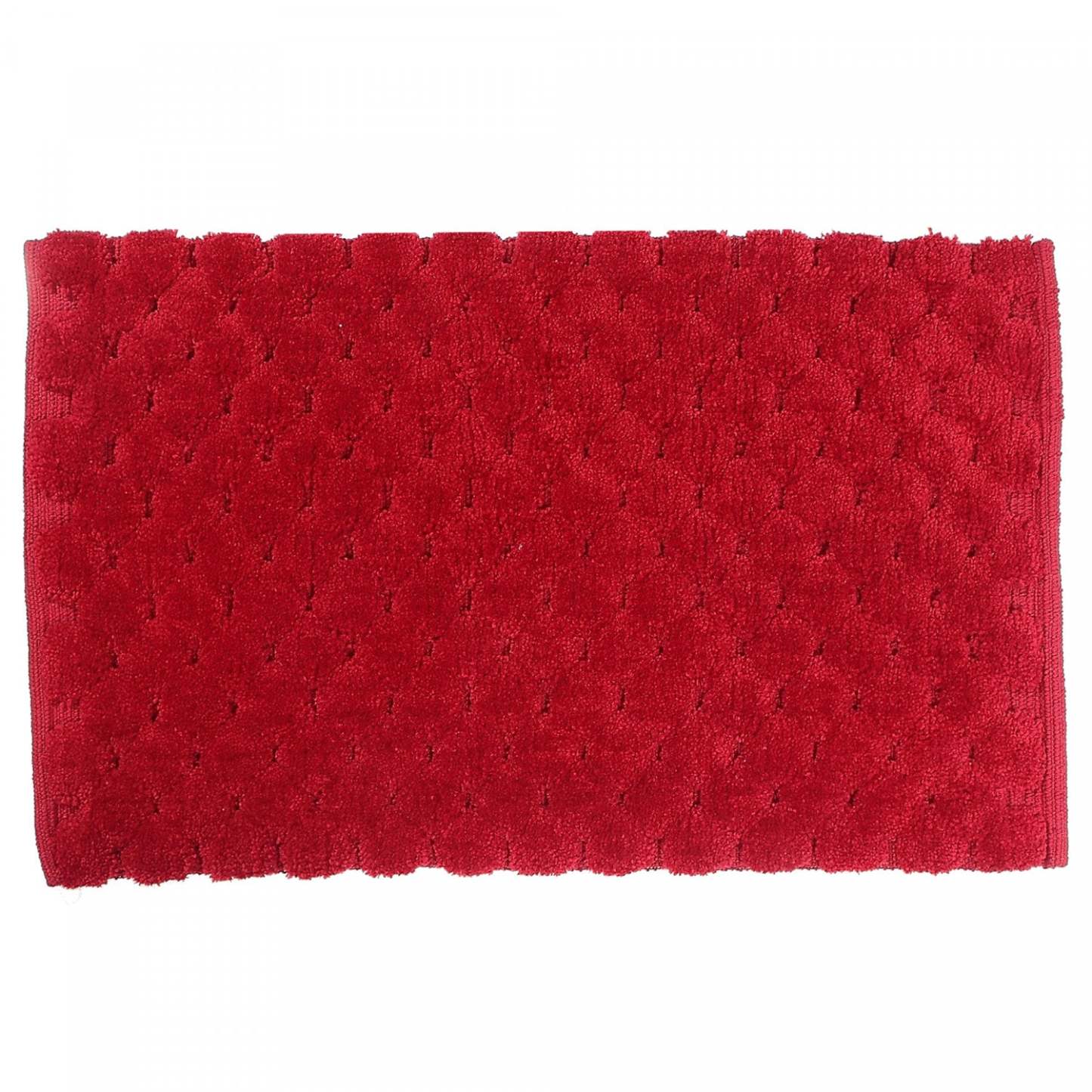 Tapis de bain tissé à la main avec pompon rouge 20 x 32