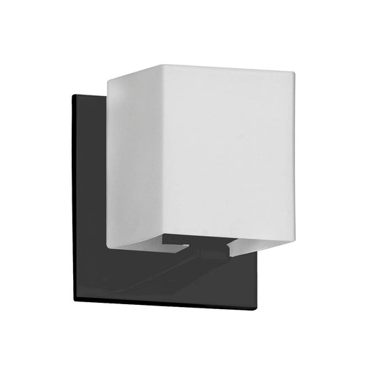 Dainolite Verona 1 Light Wall Sconce Matte Black White Glass Lamp|Applique murale Verona de Dainolite en verre blanc, avec fini noir mat et 1 ampoule