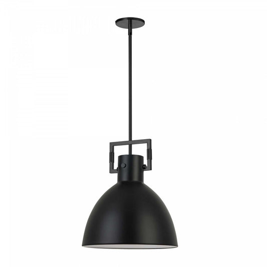 Luminaire suspendu Liberty de Dainolite avec abat-jour en métal noir mat, fini noir mat et 1 ampoule