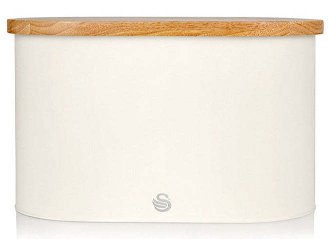 Salton Swan Nordic Bread Bin with Cutting Board - White|Boîte à pain Swan de style nordique avec planche à découper - blanche