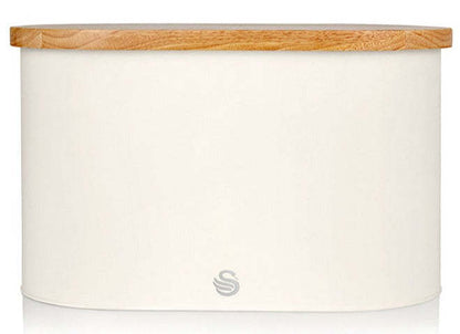 Salton Swan Nordic Bread Bin with Cutting Board - White|Boîte à pain Swan de style nordique avec planche à découper - blanche