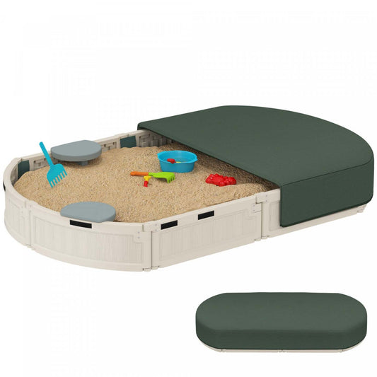 Outsunny Bac À Sable Pour Enfants Avec Couvercle, Bac À Sable Pour L'extérieur Avec Siège D'angle, Montage Facile, Station De Sable À Jouer