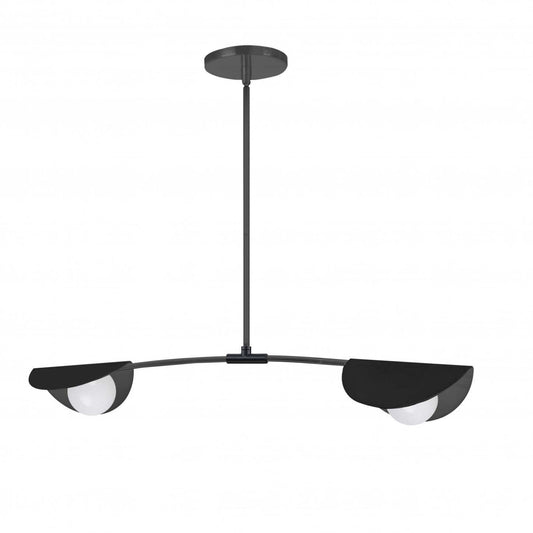 Dainolite Emma 2 Light Horizontal Pendant Matte Black Finish White Glass Lamp|Luminaire suspendu horizontal Emma de Dainolite en verre blanc, avec fini noir mat et 2 ampoules
