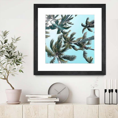 Palm 03 Matted and Framed Black 36x36 Wall Art|Œuvre d'art murale encadrée noire et mate « Palm 03 » 36 x 36