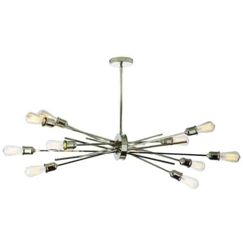 Dainolite Nebraska 10 Lumière Suspension Horizontale Finition Chrome Bruni Lampe|Luminaire suspendu horizontal Nebraska de Dainolite avec fini chromé poli et 10 ampoules