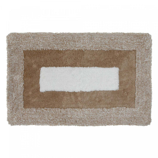 Tapis de salle de bain à bordure en microfibre taupe 20 x 32