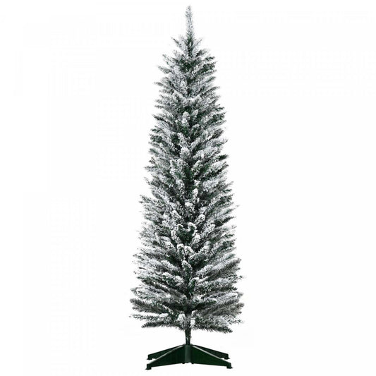 Homcom Pencil Sapin de Noël Artificiel Avec Branches Floquées en Neige|Homcom Sapin de Noël Artificiel Floconné de Neige de 5pi Branches Réalistes