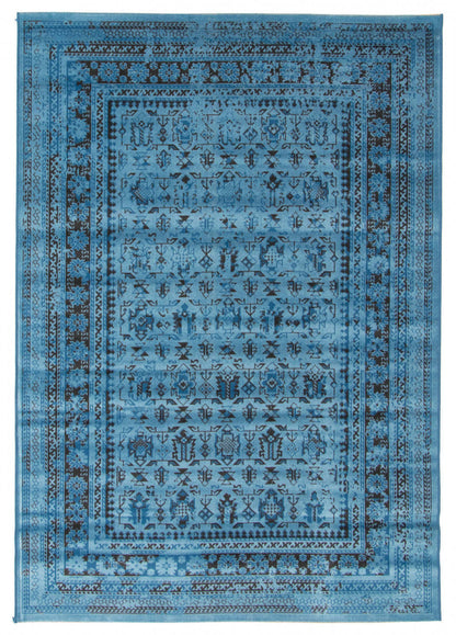 Tapis Awena Bleu 6'7 x 9'6|Carpette Awena bleue 6 pi 7 po x 9 pi 6 po|D86FKWA3