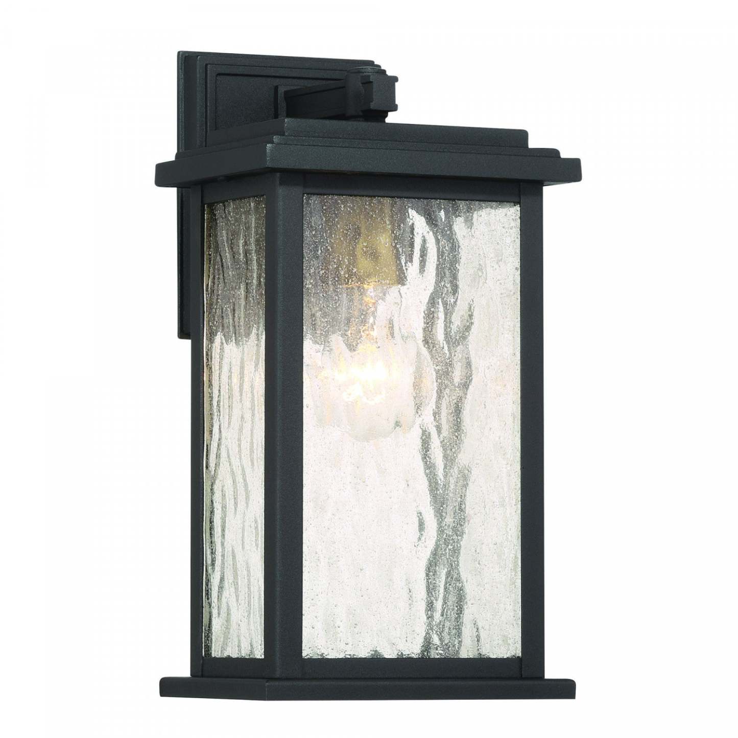Estate 1 Light Outdoor Wall Sconce, Black, Brass With Rain Glassware Lamp | Applique Murale D’exterieur Estate A 1 lampe, Noir Et Laiton Avec Verre A Gouttelettes