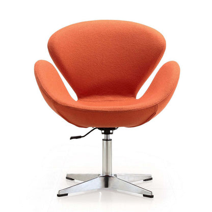 Manhattan Comfort Raspberry Polished Chrome Wool Blend Adjustable Pivotant Chair - Orange|Chaise pivotante réglable Raspberry de Manhattan Comfort en chrome poli et en mélange de laine - orange