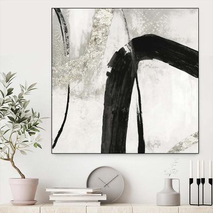 Black Ink Ii Canvas Framed Black 20x20 Wall Art|Œuvre d'art murale sur toile encadrée noire « Black Ink Ii » 20 x 20