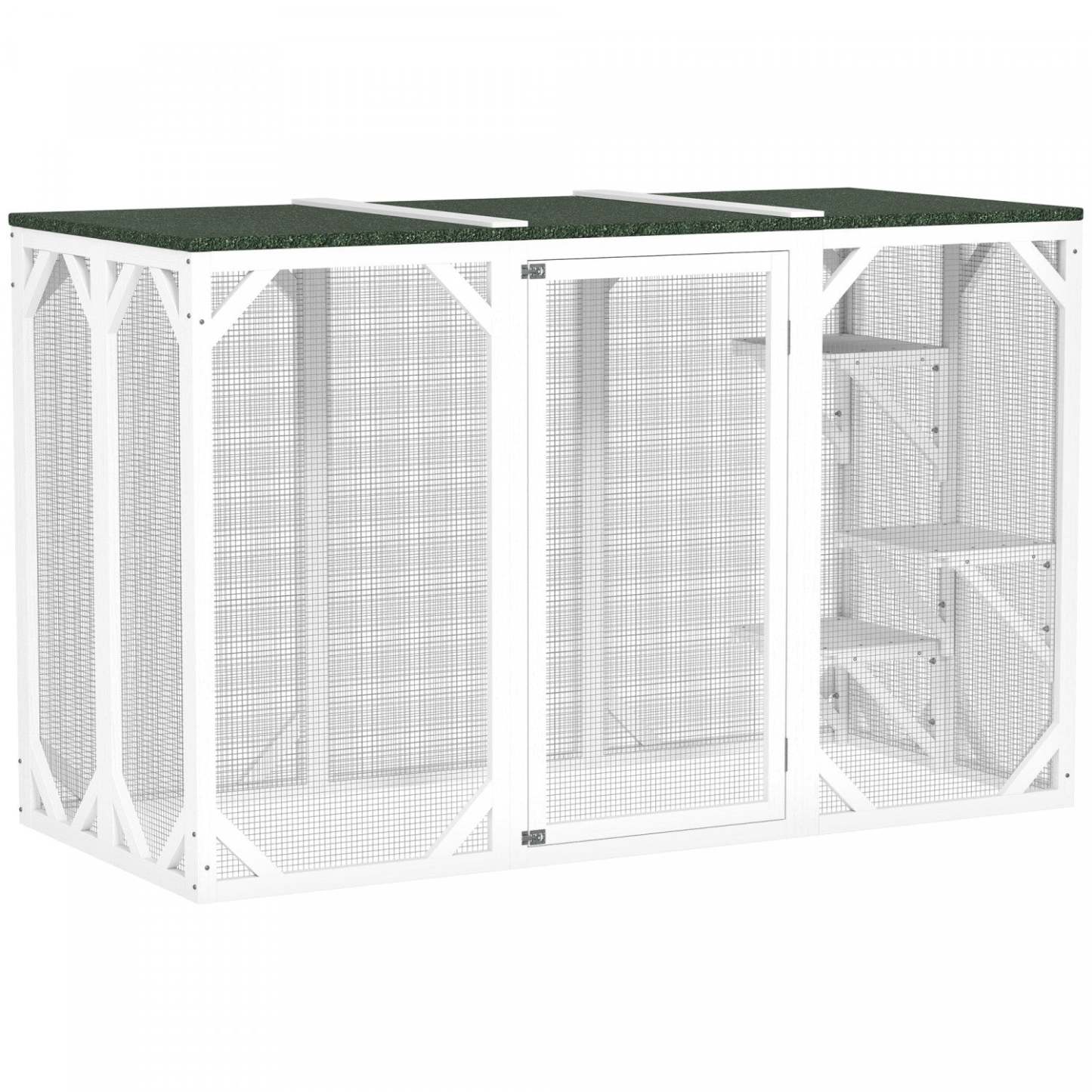 Pawhut Cage Pour Chat D'intérieur Et D'extérieur Pour Chat, Clapier Pour Lapin, Chaton, Niche Avec T