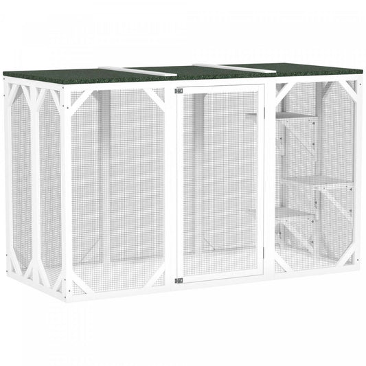 Pawhut Cage Pour Chat D'intérieur Et D'extérieur Pour Chat, Clapier Pour Lapin, Chaton, Niche Avec T