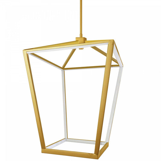 Dainolite Cage LED Suspension 64w Finition Laiton Vieilli Lampe Diffuseur Blanc|Luminaire suspendu Cage de Dainolite blanc qui diffuse la lumière, avec fini laiton vieilli et ampoule à DEL de 64 W