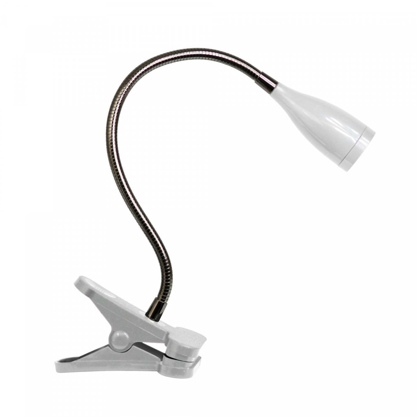 Simple Designs Flexible Gooseneck LED Clip Desk Lamp - Silver|Lampe de bureau à DEL de Simple Designs à pince et à col de cygne flexible - argent