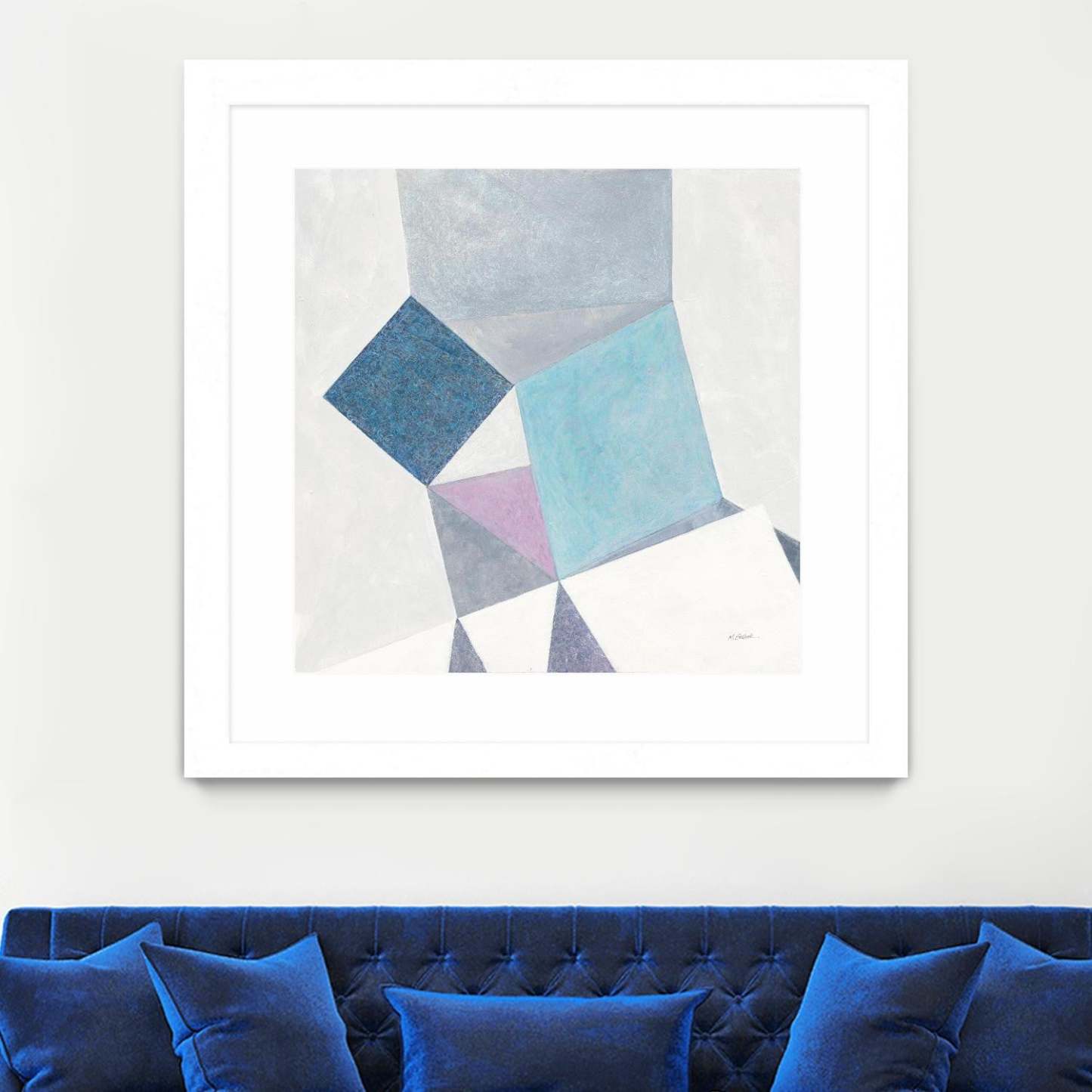 Bay Bridge V1 Matted and Framed White 36x36 Wall Art|Œuvre d’art murale encadrée blanche et mate « Bay Bridge V1 » 36 x 36