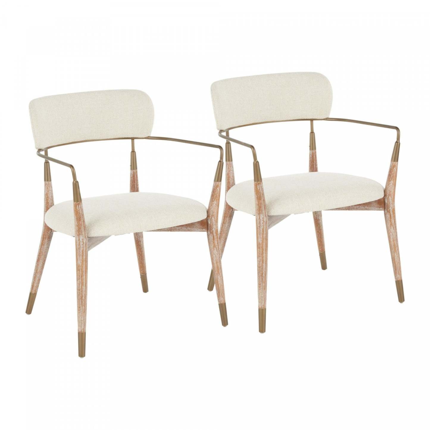 LumiSource Savannah Cream Fabric Contemporary Dining Chair - Set of 2|Chaise de salle à manger contemporaine Savannah en tissu crème - ensemble de 2
