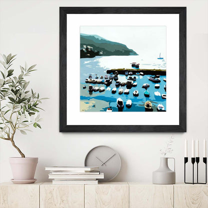 Boats Matted and Framed Black 36x36 Wall Art|Œuvre d’art murale encadrée noire et mate « Boats » 36 x 36
