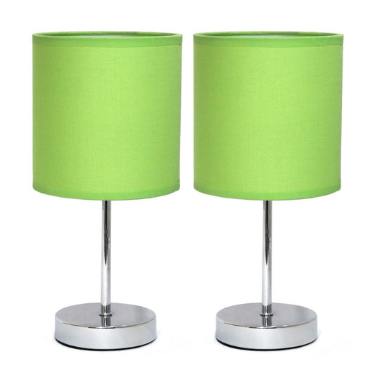 Simple Designs Chrome Mini Basic 2-piece Table Lamp Set - Vert|Ensemble de 2 mini lampes de table de base de Simple Designs chromées - vert