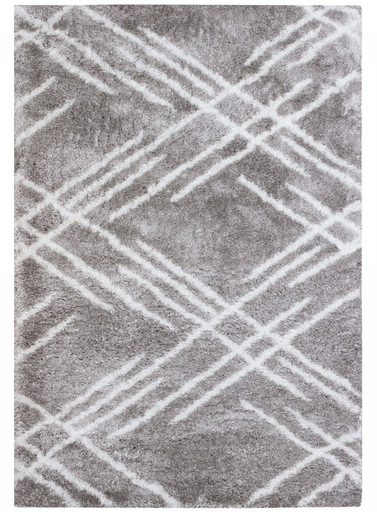 Ker Grey Lines 8x11 Area Rug|Carpette Ker grise à rayures 8 x 11|D80GIOP4