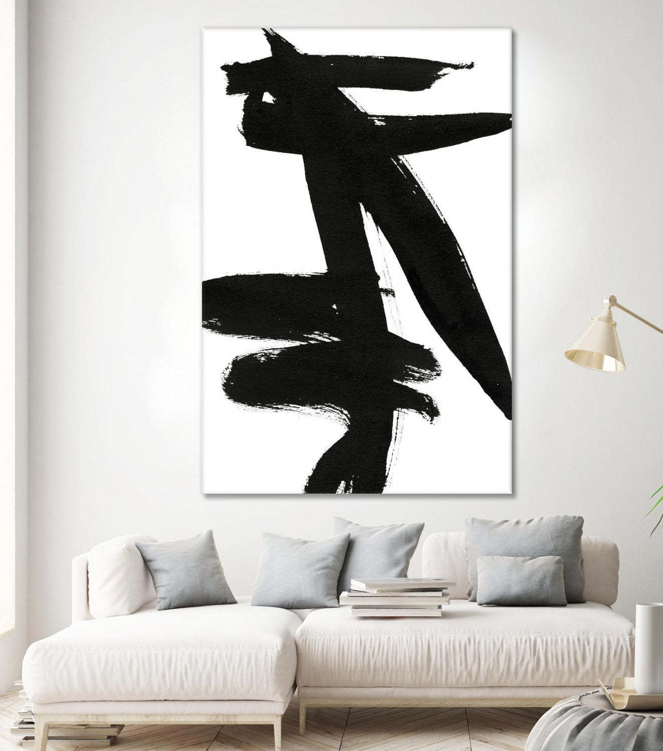 Œuvre d'art murale « Composition en noir et blanc 9 » 72 x 48 cm