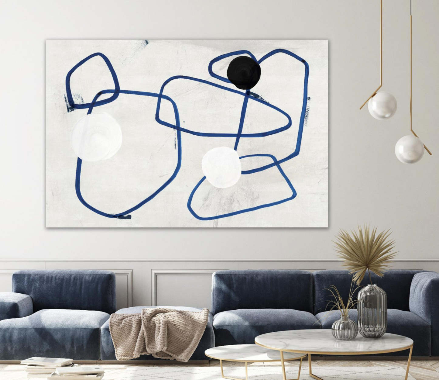 Œuvre d'art murale géante « Midblue I » 72 x 48