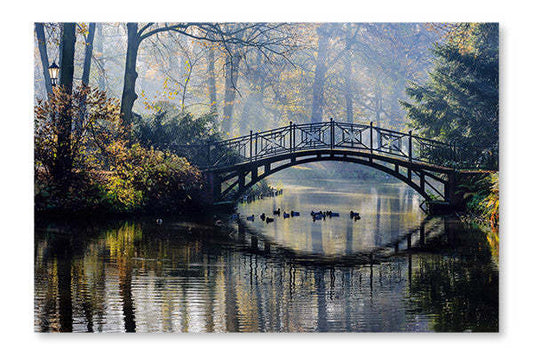 Cadre mural et panneau de tissu Autumn Old Bridge 16x24 | Autumn Old Bridge 16 po x 24 po : Cadre d'art mural et panneau de tissu | D44G25KF