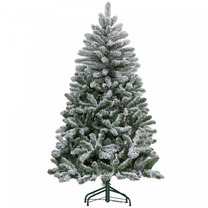 Homcom Arbre de Noël artificiel floqué de 5 pieds avec support en métal, pointes articulées|Homcom Arbre de Noël Artificiel Flocé de 5 Pieds avec Pied en Métal