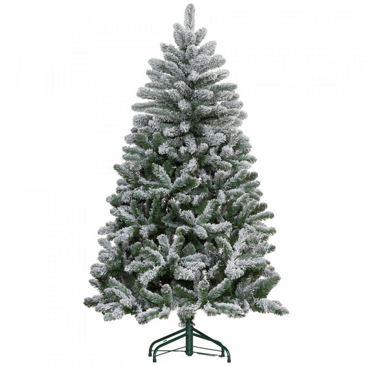 Homcom Arbre de Noël artificiel floqué de 5 pieds avec support en métal, pointes articulées|Homcom Arbre de Noël Artificiel Flocé de 5 Pieds avec Pied en Métal