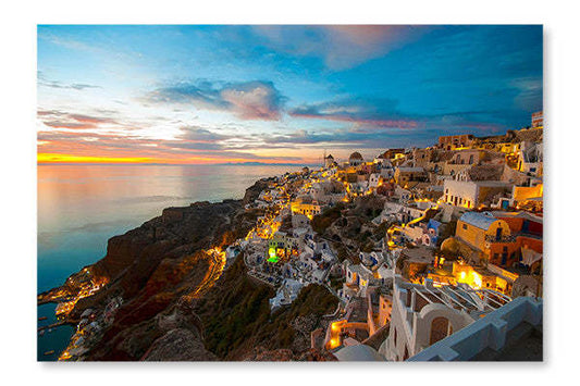 Santorin Grèce 24x36 Cadre d'art mural et panneau de tissu| Santorin Grèce 24 po x 36 po : Cadre d'art mural et panneau de tissu|D44GUL21