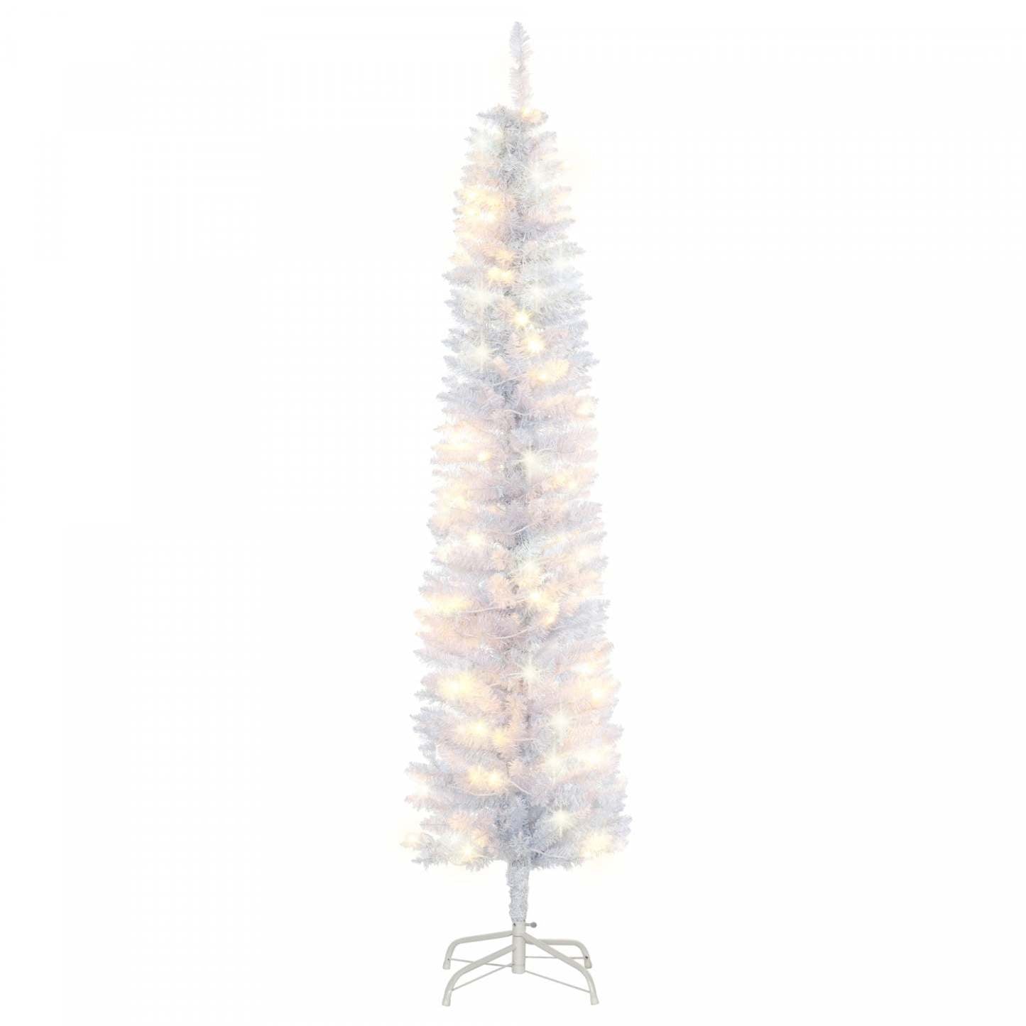 Homcom Arbre De Noël Artificiel Crayon Pré-éclairé De 6' Avec 100 Leds|Homcom Arbre De Noël Artificiel Pré-éclairé De 6 Pi Avec 100 Led