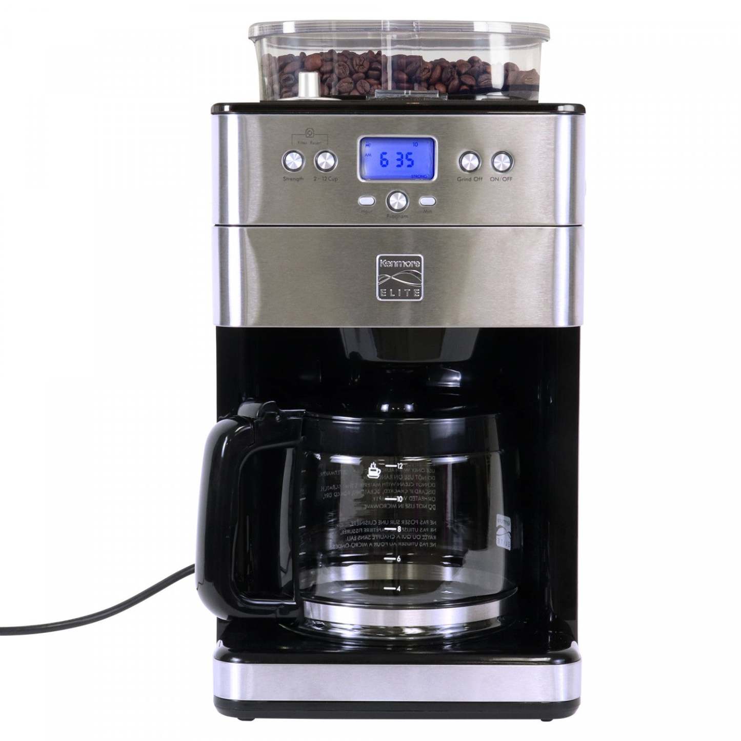 Kenmore Elite Grind &amp; Brew Coffee Maker Stainless Steel - KKECMGBSS|Cafetière à moudre et infuser Kenmore Elite en acier inoxydable - KKECMGBSS